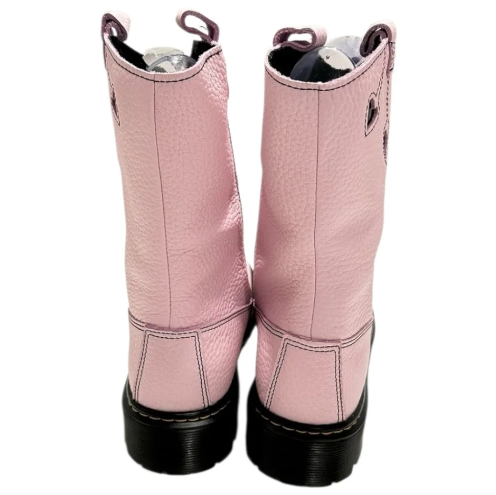 Pink Heart Detail Leather Boots Moto Western Style Cute‎ Grunge